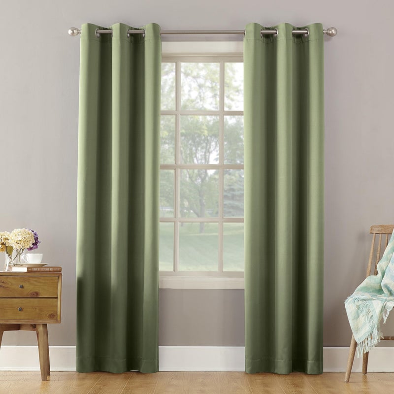 Sun Zero Becca Energy Efficient Grommet Curtain Panel, 40" x 63", Sage Green - Image 1